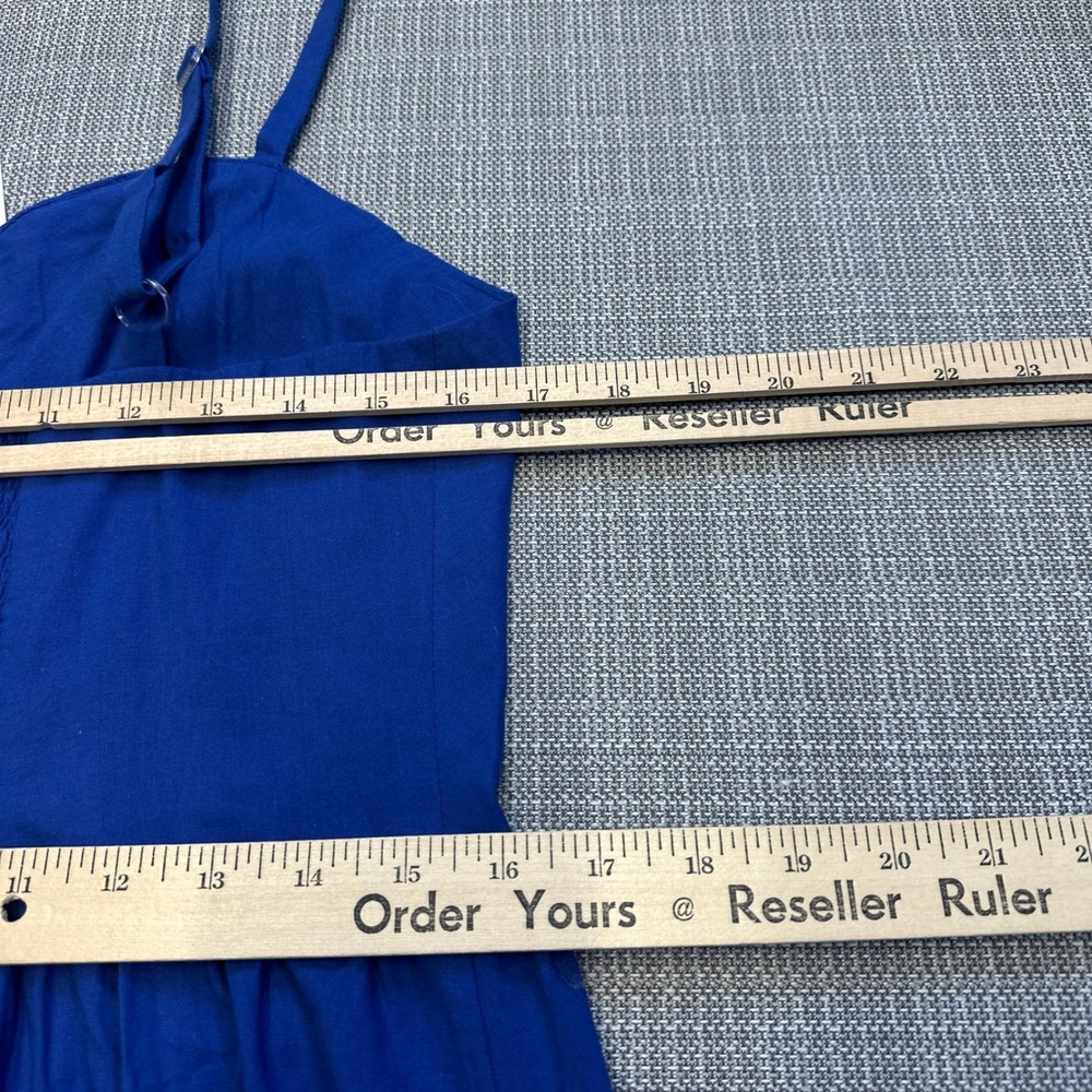 New Indie Blue Sundress Large Coastal Cottagecore Button Front Pockets Dress - Picture 7 of 10